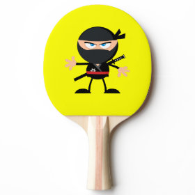 Cartoon Ninja Warrior Yellow Ping-Pong Paddle