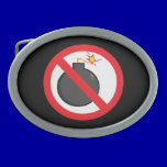 CARTOON NO BOMBS ALLOWED CAUSES PEACE belt buckles