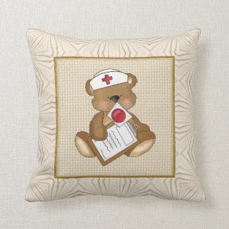 Cartoon Nurse Fun Bear Throw Pillow