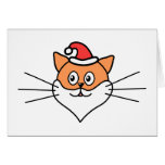 Cartoon of a Cat in a Santa Hat and Beard. Greeting Cards