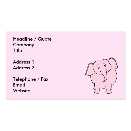 Cartoon of a Pink Elephant Business Card (back side)