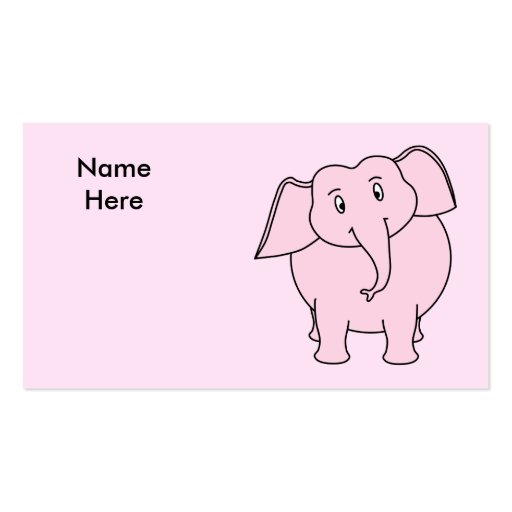 Cartoon of a Pink Elephant Business Card (front side)