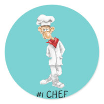 Cartoon of Chef with funny sayings Round Stickers