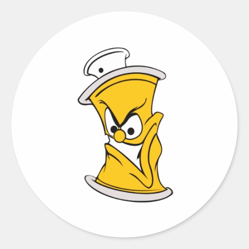 Cartoon Orange Spray Paint Can Round Sticker
