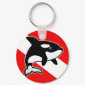 Cartoon Orca Dive Flag Round Keychain