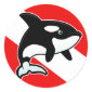 Cartoon Orca Dive Flag Round Sticker