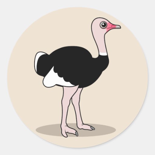 Cartoon Ostrich Round Sticker