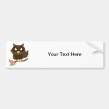 Cartoon Owl (brown) Bumper Sticker