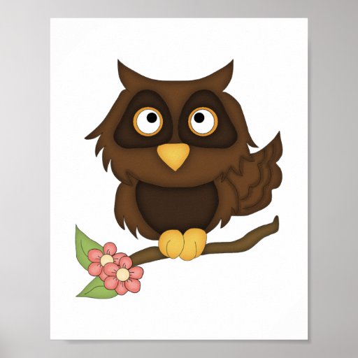 Cartoon Owl (brown) Print