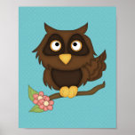 Cartoon Owl (brown) Print