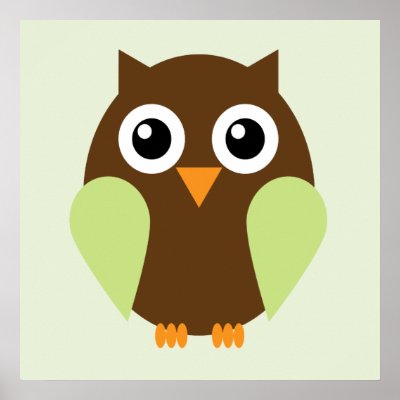 Childrens Wall  on Cartoon Owl Children S Wall Art  Green  Posters From Zazzle Com