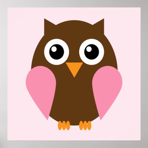 Cartoon Owl Children's Wall Art {Pink} Poster