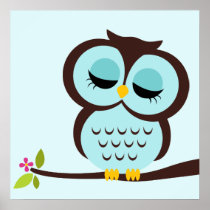 Cartoon Owl Children's Wall Art Print