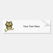 Cartoon Owl (green) Bumper Stickers
