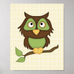 Cartoon Owl (green) Poster