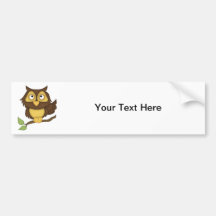 Cartoon Owl (tan) Bumper Stickers