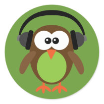 Cartoon Owl With Headphones Stickers
