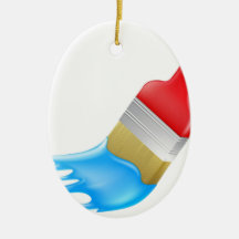 Cartoon paint brush painting christmas ornaments
