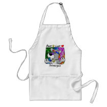 Cartoon Peace Love Schnauzer Aprons