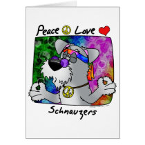Cartoon Peace Love Schnauzer Cards
