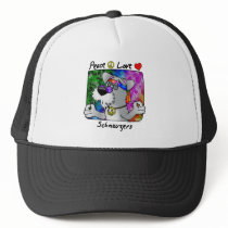 Cartoon Peace Love Schnauzer Trucker Hat