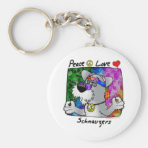 Cartoon Peace Love Schnauzer Key Chains