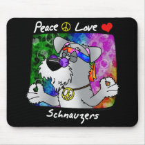 Cartoon Peace Love Schnauzer Mouse Pad