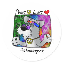 Cartoon Peace Love Schnauzer Sticker