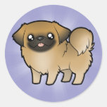 Cartoon Pekeingese (puppy cut) Round Stickers