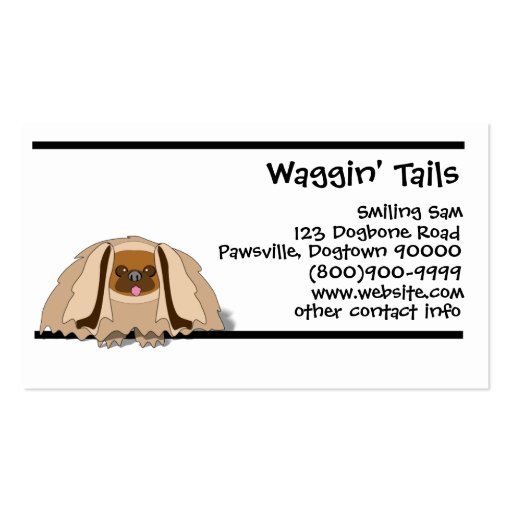 Cartoon Pekingese Dog Business Card Template (back side)