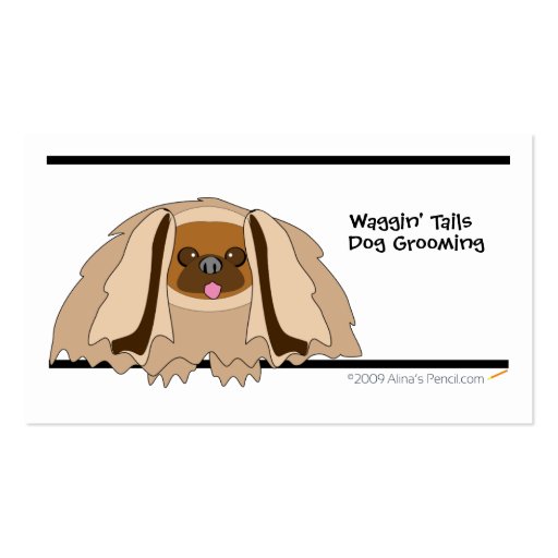 Cartoon Pekingese Dog Business Card Template