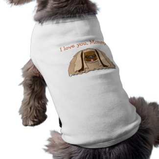 Cartoon Pekingese Dog Loves Mommy Dog Shirt petshirt