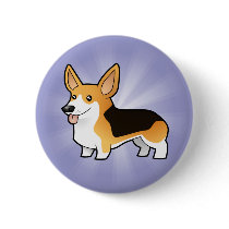 Cartoon Pembroke Welsh Corgi Pinback Button