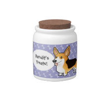 Cartoon Pembroke Welsh Corgi Candy Jar