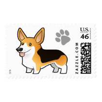 Cartoon Pembroke Welsh Corgi Postage Stamps