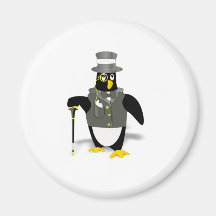 Cartoon Penguin Wearing a Tuxedo Magnets