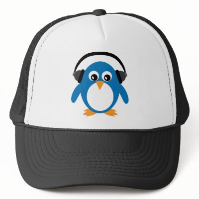 Headphones  Designs on Cartoon Penguin With Headphones Hat From Zazzle Com