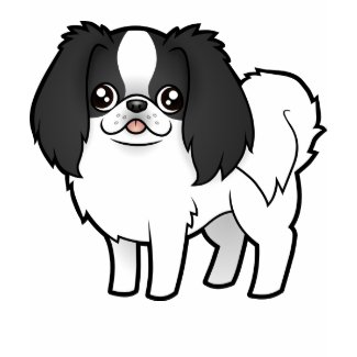 Cartoon Black and White Japanese Chin T-Shirt Cute Cartoon Black and White Japanese Chin T-Shirt