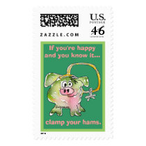 Cartoon Pig 3 Custom Postage Stamps by zooogle Cartoon Pig 3 Custom Postage Stamps