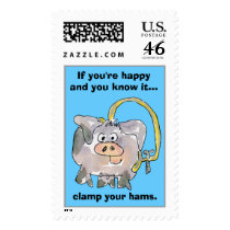 Cartoon Pig 4 Custom Postage Stamps by zooogle Cartoon Pig 4 Custom Postage Stamps