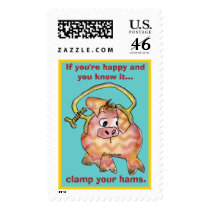 Cartoon Pig 7 Custom Postage Stamps by zooogle Cartoon Pig 7 Custom Postage Stamps