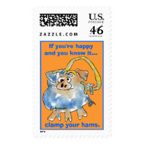 Cartoon Pig 9 Custom Postage Stamps by zooogle Cartoon Pig 9 Custom Postage Stamps