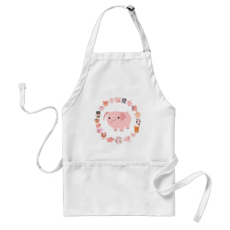 Cartoon Pig Mandala apron