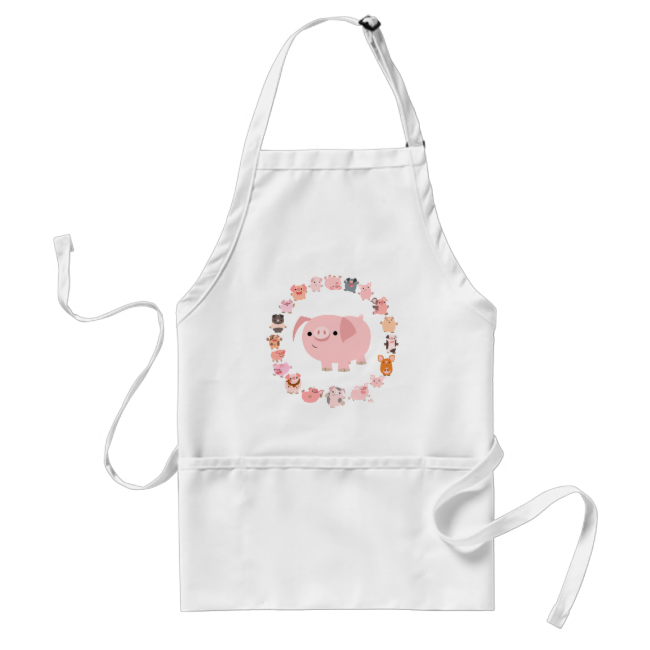 Cartoon Pig Mandala apron