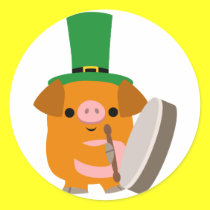 Cartoon Pig playing Bodhran :) St Patty sticker