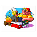 Cartoon Pig Roast Postcard