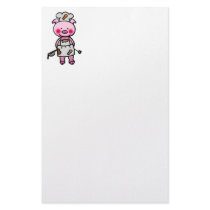 Cartoon pink pig chef stationery design