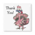 Cartoon Pink Turkey Thank You Magnet