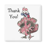 Cartoon Pink Turkey Thank You Magnet