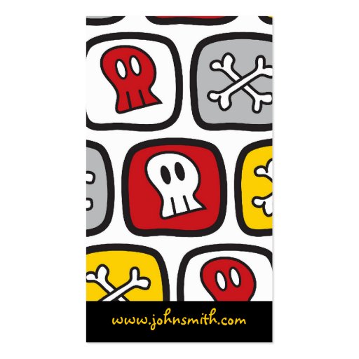 Cartoon Pirate Ship Skulls Bones Fun Colorful Boys Business Card Templates (back side)
